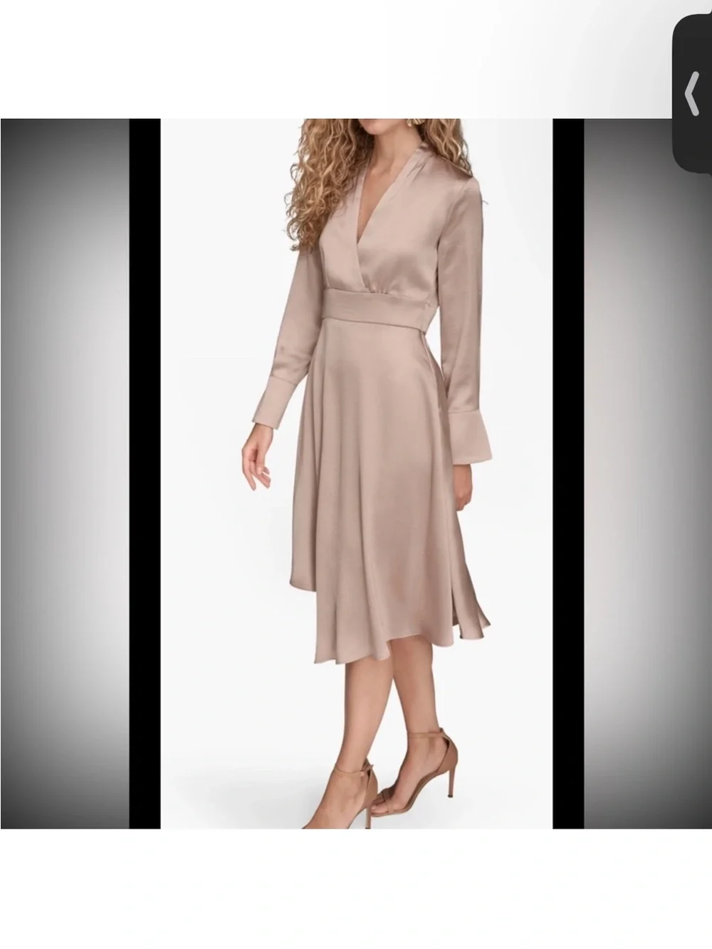 Donna Karan Taupe Wrap Midi Dress - Picture 3 of 7